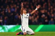 LONDON, ENGLAND - MARCH 09: Thiago Silva of PSG celebrates after teammate Zlatan Ibrahimovic of PSG scores their second goal during the UEFA Champions League round of 16, second leg match between Chelsea and Paris Saint Germain at Stamford Bridge on March 9, 2016 in London, United Kingdom. (Photo by Clive Rose/Getty Images)