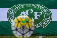MESQUITA, BRAZIL - DECEMBER 11: View of the ball and Chapecoense team flag before a match between Fluminense and Internacional as part of Brasileirao Series A 2016 at Giulite Coutinho Stadium on December 11, 2016 in Mesquita, Brazil. (Photo by Buda Mendes/Getty Images)