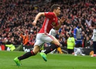 MANCHESTER, ENGLAND - APRIL 16: Ander Herrera of Manchester United celebrates scoring his sides second goal during the Premier League match between Manchester United and Chelsea at Old Trafford on April 16, 2017 in Manchester, England. (Photo by Michael Regan/Getty Images)