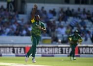LEEDS, ENGLAND - MAY 24: Andile Phehlukwayo of South Africa celebrates dismissing Alex Hales of England during the 1st Royal London ODI match between England and South Africa at Headingley on May 24, 2017 in Leeds, England. (Photo by Gareth Copley/Getty Images)
