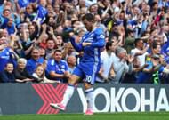 LONDON, ENGLAND - MAY 21: Eden Hazard of Chelsea celebrates scoring his sides second goal during the Premier League match between Chelsea and Sunderland at Stamford Bridge on May 21, 2017 in London, England. (Photo by Clive Rose/Getty Images)