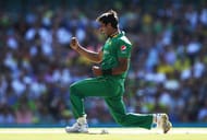 SYDNEY, AUSTRALIA - JANUARY 22: Hasan Ali of Pakistan celebrates taking the wicket of Steve Smith of Australia during game four of the One Day International series between Australia and Pakistan at Sydney Cricket Ground on January 22, 2017 in Sydney, Australia. (Photo by Matt King/Getty Images)