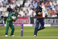 LONDON, ENGLAND - MAY 29: Jonny Bairstow of England hits out as Quinton du Kock of South Africa looks on during the 3rd Royal London ODI between England and South Africa at Lord's Cricket Ground on May 29, 2017 in London, England. (Photo by Mike Hewitt/Getty Images)