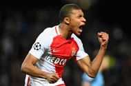 MANCHESTER, ENGLAND - FEBRUARY 21: Kylian Mbappe of AS Monaco celebrates as he scores their second goal during the UEFA Champions League Round of 16 first leg match between Manchester City FC and AS Monaco at Etihad Stadium on February 21, 2017 in Manchester, United Kingdom. (Photo by Stu Forster/Getty Images)