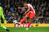MANCHESTER, ENGLAND - FEBRUARY 21: Kylian Mbappe of AS Monaco scores their second goal during the UEFA Champions League Round of 16 first leg match between Manchester City FC and AS Monaco at Etihad Stadium on February 21, 2017 in Manchester, United Kingdom. (Photo by Stu Forster/Getty Images)