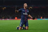 LONDON, ENGLAND - NOVEMBER 23: Lucas of PSG celebrates scoring his sides second goal during the UEFA Champions League Group A match between Arsenal FC and Paris Saint-Germain at the Emirates Stadium on November 23, 2016 in London, England. (Photo by Shaun Botterill/Getty Images)