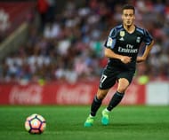 GRANADA, SPAIN - MAY 06: Lucas Vazquez of Real Madrid CF in action during the La Liga match between Granada CF v Real Madrid CF at Estadio Nuevo Los Carmenes on May 6, 2017 in Granada, Spain. (Photo by Aitor Alcalde/Getty Images)