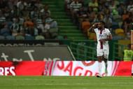 LISBON, PORTUGAL - JULY 23: Lyon's forward Alexandre Lacazette celebrates scoring Lyons goal during the Friendly match between Sporting CP and Lyon at Estadio Jose Alvalade on July 23, 2016 in Lisbon, Portugal. (Photo by Carlos Rodrigues/Getty Images)