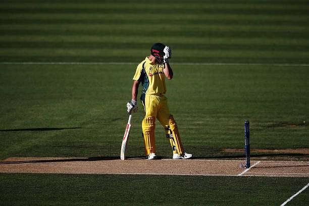 HAMILTON, NEW ZEALAND - FEBRUARY 05: Marcus Stoinis of Australia reacts during game three of the One Day International series between New Zealand and Australia at Seddon Park on February 5, 2017 in Hamilton, New Zealand.  (Photo by Anthony Au-Yeung/Getty Images)