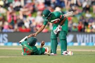 CHRISTCHURCH, NEW ZEALAND - DECEMBER 26: Mushfiqur Rahim of Bangladesh lays on the ground after being injured during the first One Day International match between New Zealand and Bangladesh at Hagley Oval on December 26, 2016 in Christchurch, New Zealand. (Photo by Martin Hunter/Getty Images)