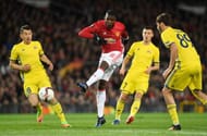 MANCHESTER, ENGLAND - MARCH 16: Paul Pogba of Manchester United takes a shot on goal during the UEFA Europa League Round of 16, second leg match between Manchester United and FK Rostov at Old Trafford on March 16, 2017 in Manchester, United Kingdom. (Photo by Stu Forster/Getty Images)