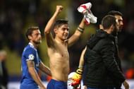 MONACO - MAY 03: Paulo Dybala of Juventus celebrates after the full time whistle during the UEFA Champions League Semi Final first leg match between AS Monaco v Juventus at Stade Louis II on May 3, 2017 in Monaco, Monaco. (Photo by Julian Finney/Getty Images)