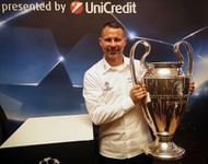 ZAGREB, CROATIA - OCTOBER 21: Ryan Giggs lifts the trophy during the UEFA Champions League Trophy Tour - by UniCredit press conference at UniCredit Head Quoters on October 21, 2016 in Zagreb, Croatia. (Photo by Srdjan Stevanovic/Getty Images)
