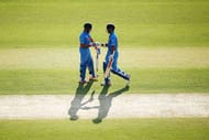 ADELAIDE, AUSTRALIA - FEBRUARY 08: Shikhar Dhawan and Rohit Sharma of India speak between overs during the ICC Cricket World Cup warm up match between Australia and India at Adelaide Oval on February 8, 2015 in Adelaide, Australia. (Photo by Morne de Klerk/Getty Images)