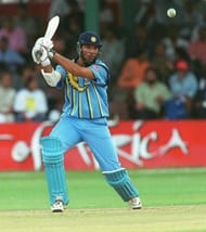 NOTTINGHAM, ENGLAND - JUNE 06: Yuvraj Singh of India hits a six during the coin toss during the ICC World Twenty20 match between India and Bangladesh at Trent Bridge on June 6, 2009 in Nottingham, England. (Photo by Matthew Lewis/Getty Images)