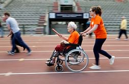 Wheelchair race, pancake toss: Brussels debuts "Olympics for Seniors"