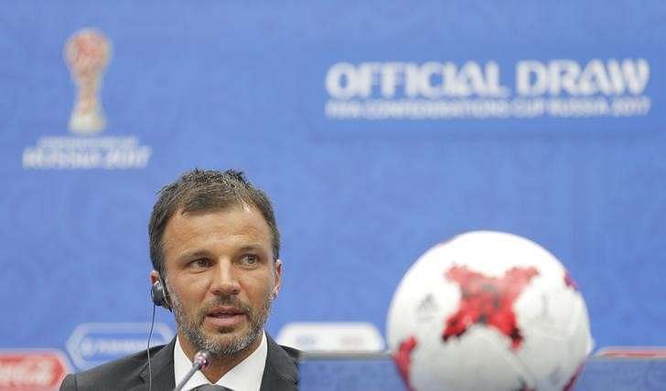 Football Soccer - Confederations Cup 2017 official draw - Kazan, Russia - 26/11/16. New Zealand&#039;s coach Anthony Hudson during a press conference REUTERS/Maxim Zmeyev/ Files