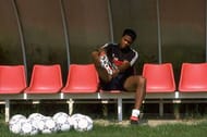 11 Aug 1997: Patrick Kluivert of AC Milan prepares for a training seesion during a training feature at the AC Milan training ground in Italy. \ Mandatory Credit: Shaun Botterill /Allsport