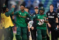 CARDIFF, WALES - JUNE 09: Bangladesh batsman Mohammad Mahmudullah celebrates with team mates after hitting the winning runs during the ICC Champions Trophy match between New Zealand and Bangladesh at SWALEC Stadium on June 9, 2017 in Cardiff, Wales. (Photo by Stu Forster/Getty Images)