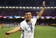 CARDIFF, WALES - JUNE 03: Casemiro of Real Madrid celebrates victory after the UEFA Champions League Final between Juventus and Real Madrid at National Stadium of Wales on June 3, 2017 in Cardiff, Wales. (Photo by Laurence Griffiths/Getty Images)