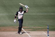 MOUNT MAUNGANUI, NEW ZEALAND - JANUARY 08: Corey Anderson of New Zealand celebrates scoring a half century during the third Twenty20 International match between New Zealand and Bangladesh at Bay Oval on January 8, 2017 in Mount Maunganui, New Zealand. (Photo by Anthony Au-Yeung/Getty Images)