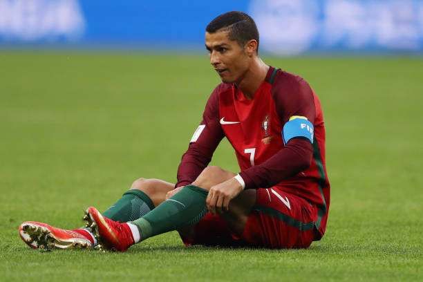 KAZAN, RUSSIA - JUNE 18:  Cristiano Ronaldo of Portugal reacts during the FIFA Confederations Cup Russia 2017 Group A match between Portugal and Mexico at Kazan Arena on June 18, 2017 in Kazan, Russia.  (Photo by Francois Nel/Getty Images)