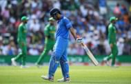 LONDON, ENGLAND - JUNE 18: MS Dhoni of India leaves the field after being caught out by Imad Wasim of Pakistan during the ICC Champions Trophy Final between India and Pakistan at The Kia Oval on June 18, 2017 in London, England. (Photo by Gareth Copley/Getty Images)