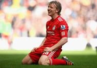 LIVERPOOL, ENGLAND - MARCH 03: Dirk Kuyt of Liverpool reacts during the Barclays Premier League match between Liverpool and Arsenal at Anfield on March 3, 2012 in Liverpool, England. (Photo by Clive Mason/Getty Images)