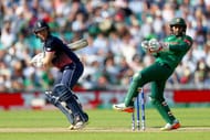 LONDON, ENGLAND - JUNE 01: England Captain Eoin Morgan looks on after edging the ball for four runs the ICC Champions trophy cricket match between England and Bangladesh at The Oval in London on June 1, 2017 (Photo by Clive Rose/Getty Images)