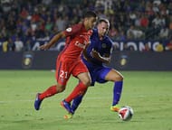 CARSON, CA - JULY 30: Hatem Ben Arfa #21 of Paris Saint-Germain is defended by Danny Drinkwater #4 of Leicester City during the 2016 International Champions Cup at StubHub Center on July 30, 2016 in Carson, California. (Photo by Jeff Gross/Getty Images)