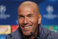 CARDIFF, WALES - JUNE 02: In this handout image provided by UEFA, Zinedine Zidane, coach of Real Madrid smiles during a press conference prior to the UEFA Champions League Final between Juventus and Real Madrid at the National Stadium of Wales on June 2, 2017 in Cardiff, Wales. (Photo by Handout/UEFA via Getty Images)