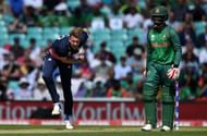 LONDON, ENGLAND - JUNE 01: Jake Ball of England bowls during the ICC Champions Trophy group match between England and Bangladesh at The Kia Oval on June 1, 2017 in London, England. (Photo by Gareth Copley/Getty Images)
