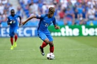 LYON, FRANCE - JUNE 26: Kingsley Coman of France runs with the ball during the UEFA Euro 2016 round of 16 match between France and the Republic of Ireland at Stade des Lumieres on June 26, 2016 in Lyon, France. (Photo by Aurelien Meunier/Getty Images )