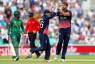 LONDON, ENGLAND - JUNE 01: Liam Plunkett of England celebrates the wicket of Tamim Iqbal of Bangladesh during the ICC Champions trophy cricket match between England and Bangladesh at The Oval in London on June 1, 2017 (Photo by Clive Rose/Getty Images)