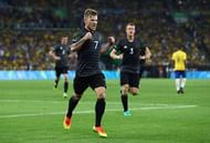 RIO DE JANEIRO, BRAZIL - AUGUST 20: Maximilian Meyer of Germany celebrates scoring during the Men's Football Final between Brazil and Germany at the Maracana Stadium on Day 15 of the Rio 2016 Olympic Games on August 20, 2016 in Rio de Janeiro, Brazil. (Photo by Paul Gilham/Getty Images)