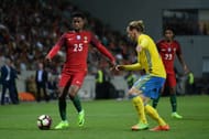FUNCHAL, MADEIRA, PORTUGAL - MARCH 28: Nelson Semedo of Portugal competes for the ball with Niklas Hult of Sweden during the International friendly match between Portugal and Sweden at Barreiros stadium on March 28, 2017 in Funchal, Madeira, Portugal. (Photo by Octavio Passos/Getty Images)