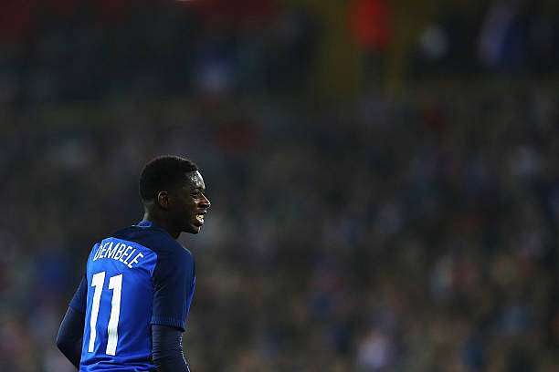 LENS, FRANCE - NOVEMBER 15:  Ousmane Dembele of France in action during the International Friendly match between France and Ivory Coast held at Stade Felix Bollaert Deleis on November 15, 2016 in Lens, France.  (Photo by Dean Mouhtaropoulos/Getty Images)