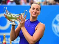 BIRMINGHAM, ENGLAND - JUNE 25: Petra Kvitova of Czech Republic poses with the Maud Watson Trophy after winning the final of the Aegon Classic Birmingham Final at Edgbaston Priory Club on June 25, 2017 in Birmingham, England. (Photo by Tony Marshall/Getty Images for LTA)