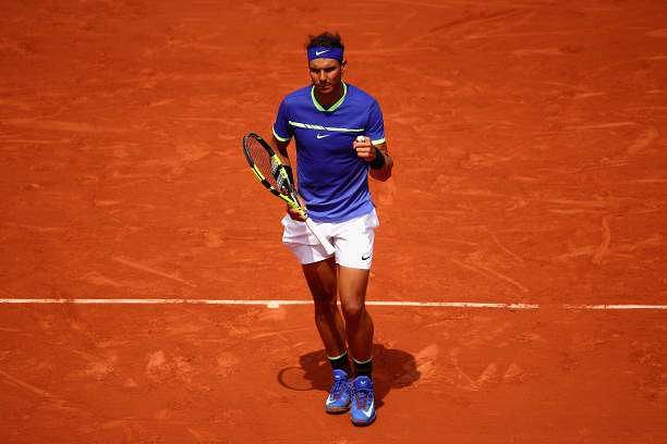 PARIS, FRANCE - JUNE 04:  Rafael Nadal of Spain celebrates victory during the mens singles fourth round match against Roberto Bautista Agut of Spain on day eight of the 2017 French Open at Roland Garros on June 4, 2017 in Paris, France.  (Photo by Clive Brunskill/Getty Images)