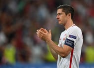 MARSEILLE, FRANCE - JUNE 30: Robert Lewandowski of Poland applauds after his team's defeat through the penalty shootout in the UEFA EURO 2016 quarter final match between Poland and Portugal at Stade Velodrome on June 30, 2016 in Marseille, France. (Photo by Laurence Griffiths/Getty Images)