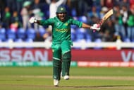 CARDIFF, WALES - JUNE 12: Sarfraz Ahmed of Pakistan celebrates hitting the winning runs and victory by 3 wickets during the ICC Champions Trophy match between Sri Lanka and Pakistan at the SWALEC Stadium on June 12, 2017 in Cardiff, Wales. (Photo by Michael Steele/Getty Images)