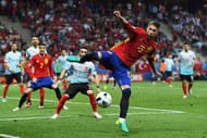 NICE, FRANCE - JUNE 17: Sergio Ramos of Spain in action during the UEFA EURO 2016 Group D match between Spain and Turkey at Allianz Riviera Stadium on June 17, 2016 in Nice, France. (Photo by David Ramos/Getty Images)