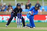 DERBY, ENGLAND - JUNE 24: Smriti Mandhana of India bats during the England v India group stage match at the ICC Women's World Cup 2017 at The 3aaa County Ground on June 24, 2017 in Derby, England. (Photo by Richard Heathcote/Getty Images)