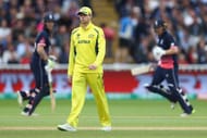 BIRMINGHAM, ENGLAND - JUNE 10: Steve Smith the captain of Australia looks on as Eoin Morgan and Ben Stokes continue their fourth wicket partnership during the ICC Champions Trophy match between England and Australia at Edgbaston on June 10, 2017 in Birmingham, England. (Photo by Michael Steele/Getty Images)