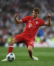 MADRID, SPAIN - APRIL 18: Thomas Mueller of Bayern Muenchen in action during the UEFA Champions League Quarter Final second leg match between Real Madrid CF and FC Bayern Muenchen at Estadio Santiago Bernabeu on April 18, 2017 in Madrid, Spain. (Photo by Shaun Botterill/Getty Images)
