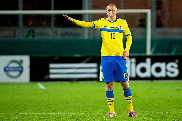 HALMSTAD,SWEDEN - OCTOBER 14:   Victor Lindelof  of Sweden in action during the UEFA Under-21 Championship qualifying match between Sweden and France in Orjans Vall Stadium on October 14, 2014 in Halmstad, Sweden.  (Photo by Ludvig Thunman/EuroFootball/Getty Images)