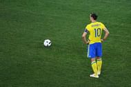 NICE, FRANCE - JUNE 22: Zlatan Ibrahimovic of Sweden lines up a free-kick during the UEFA EURO 2016 Group E match between Sweden and Belgium at Allianz Riviera Stadium on June 22, 2016 in Nice, France. (Photo by Laurence Griffiths/Getty Images)