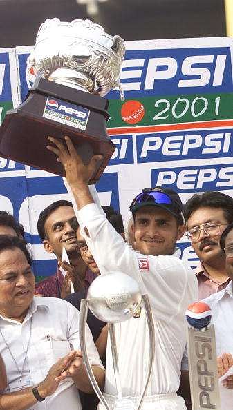Ganguly with the trophy at the M Chidambaram Stadium in Chennai