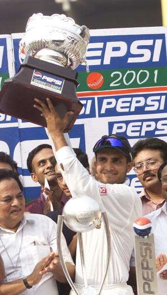 Ganguly with the trophy at the M Chidambaram Stadium in Chennai