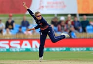 DERBY, ENGLAND - JUNE 24: Alex Hartley of England bowls during the England v India group stage match at the ICC Women's World Cup 2017 at The 3aaa County Ground on June 24, 2017 in Derby, England. (Photo by Richard Heathcote/Getty Images)